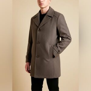 London Fog PeaCoat Jacket Mens Size Small Wool Blend Brown‎ City Preppy Quilted